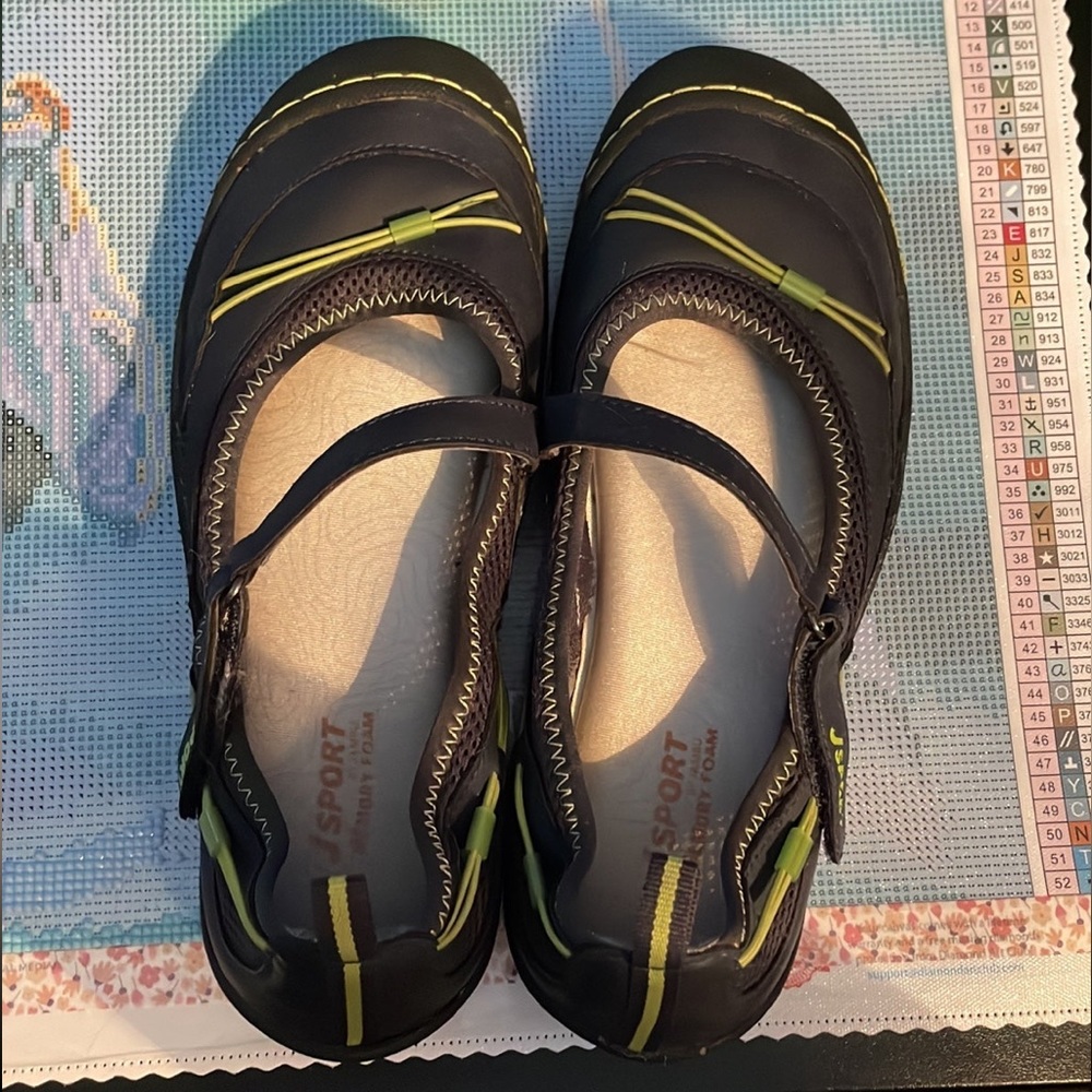 jambu jsport navy and green memory foam shoes